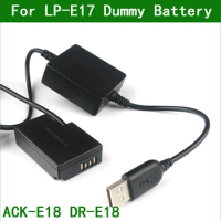 ACK-E18 DR-E18 Dummy Battery&amp;DC Power Bank USB Cable for Canon EOS R8 200D II Rebel SL2 SL3 T6i T6s T7i T8i Kiss X8i X9 X9i X10