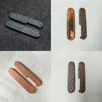 1 Pair Red Copper Stone Stria Pattern Knife Handle Scale Patches for 91MM Victorinox Swiss Army Knives DIY Making Replace Parts
