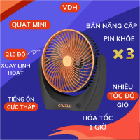 Quạt di động Quạt tích điện cầm tay mini để bàn CWELL xoay 210 độ, pin khỏe tiếng ồn thấp đa năng di