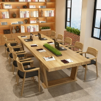 茶幾 茶臺 辦公桌 老板會客接待閱覽桌椅全實木會議桌原木大板型長條書桌美式辦公桌