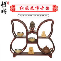 紅酸枝小型博古架紅木茶壺架展示架紫砂壺茶具擺件多寶閣實木中式