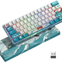 HITIME XVX M61 60% Mechanical Keyboard Wireless, Ultra-Compact 2.4G Rechargeable Gaming Keyboard, RGB Backlit Ergonomic Keyboard