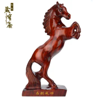 Horse wood carving wood crafts ornaments feng shui Zodiac Madaochenggong gallop horse carving Home Decoration