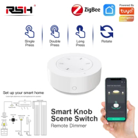 RSH Tuya ZigBee Smart Knob Switch Wireless Scene Switch Button Controller Battery Powered Automation Scenario Smart Life App