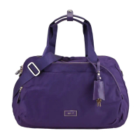 【agnes b.】金屬框邊雙層旅行袋-附斜背帶(小/紫)