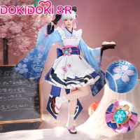 Kamisato Ayaka Doujin Maid Cosplay Costume Genshin Impact Cosplay DokiDoki-SR Ayaka Cosplay Women Cute Maid Costume Metal Vision