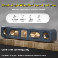 Portable High Sound Quality Multifunction TV Computer Subwoofer Sound Surround Music SoundBar Wireless Wooden Bluetooth Speakers