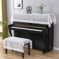 White Fabric Lace Piano Cover Modern Minimalist and Fresh Dust Cover American Home Aesthetic Electronic Piano Cover Cloth