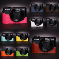 Handmade Genuine Leather Half Case Camera Cover Bag for Canon G7 X Mark II G7 X Mark III