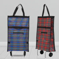 Folding Shopping Bag Women's Buy Vegetables Trolley Bags On Wheels The Market Portable Big Pull Cart Shopping Bags For Organizer