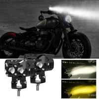 APP下單享點數9%｜高品質 M2摩托車射燈 雙矩形透鏡 黃白 機車 輔助燈 LED 工作燈 防水