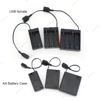 1.5v 3v 6v AA Battery Holder Storage Box Case Portable Mini Power Supply with USB Female Cable for S