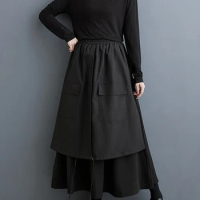 XITAO Irregular Patchwork Skirt Casual Fashion Personality Women Loose Simplicity Black Street Trendy All-match Skirt DMJ3717