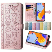 Luxury Cat Dog Style Case For Samsung Galaxy S22 S21 S20 FE S10 S9 S8 Plus A12 A13 A33 A52 A52S A53 5G Wallet Protect Cover D05F