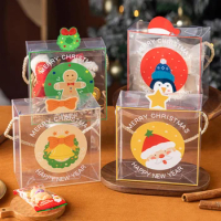 5Pcs Xmas Gift Box Gift bag Party Transparent box Snacks Candy Cookies Packaging PVC Box Christmas Eve Decor Goodies bag