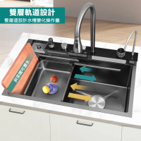 【LEZUN/樂尊】納米塗層大單槽不鏽鋼水槽 68*46公分(洗碗池 洗菜盆 廚房水槽)