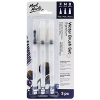 Bộ 3 Bút Cọ Dẹt Màu Nước Mont Marte Waterbrush Set Flat F/M/B