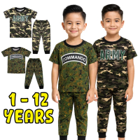 (1Y-12Y) NR MILITARY FULL PRINT Cotton Kids Clothing Pajamas - Toddler Pyjamas Sleepwear Boys Baju