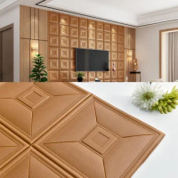 10pcs New 3D Faux Leather PE Foam Wall Sticker Waterproof Self Adhesive Wallpaper For Living Room Bedroom Kids Room Decor
