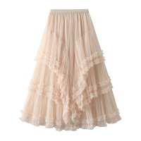 1298 One Size (45-75kg) Spring Hip-Covering Slimming Multi-Layered Tulle Fairy Skirt