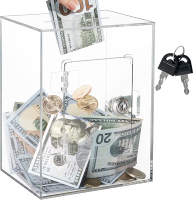 Clear Acrylic Piggy Bank with Lock and Key for Kids Adults Openable Money Saving for Cash Coins Real