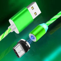 LED Flowing Light Charging Magnetic USB Type C Charger Cable For Huawei P40 P30 Samsung A13 A12 A53 A73 5G Mobile Phones Cord