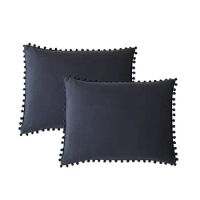 Pom Poms Pillowcases Set of 2,100% Soft Washed Microfiber, Soft Pillow Shams, Standard Size, 2 Pack