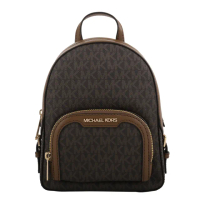 【Michael Kors】金字防刮滿版MK手提/後背包mini(咖x駝)