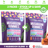 [] Drops Of Nature Mushroom Gummies |   Ashwagandha KSM-66 Lions Mane Shiitake Turkey Tail Reishi Ma