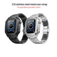 for Apple Watch6 44Mm Metal Watch Case With 316l Stainless Steel Band Bracelet Protect Cover for Iwatch