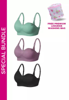Kiss & Tell 3 Pack Grace Nursing Push Up Maternity Bra in Green, Purple and Black