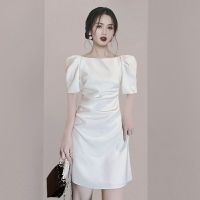 參加婚禮穿搭2022晚禮服氣質高端白色生日輕奢連衣裙女小子日常