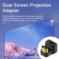 Tv Hdmi-compatible Adapter Portable 180 Degree Hdmi-compatible Male to Female Adapter 8k60hz Hd Output Converter with Indicator