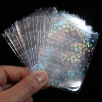 100PCS Laser Flash CPP Trading Card Sleeves Top Loading Baseball Card Sleeves Hearts Graphic Card Protector