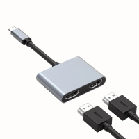 【Arum】USB-C Type-C轉雙HDMI數位影音轉接線 2in1 2孔二合一hub轉接器(Type-C to HDMI 雙口高清轉接線)