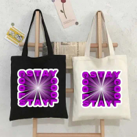 Stay Cool 3D Shopper Bag Inscriptions Lettering Quote Tote Bag Women Shopping Bag Large Reusable Handbags