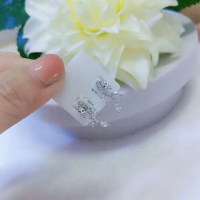 B27 Bông Tai Bạc Xoàn Chuôi Đẩy Xi Kim