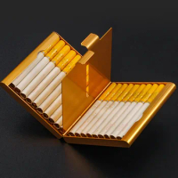 20Sticks Cigarette Box Storage Container Metal Leather Smoking Accessories Cigarette Case Tobacco Holder Pocket Box Gift for Men