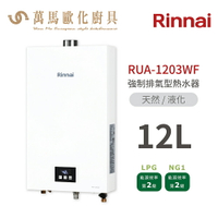 林內Rinnai 新品RUA-1203WF 強制排氣型熱水器12L 中彰投含基本安裝