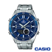 CASIO卡西歐 狂野致命計時碼錶雙顯男腕錶-藍x46mm EFV-C100D-2A