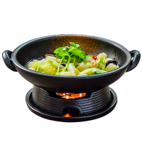 創意餐廳商用砂鍋懷舊陶瓷蠟燭明爐湯鍋保溫圓形雙耳干鍋餐具菜盤