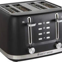 West Bend Toaster 4 Slice Extra-Wide and Deep Slots with 3 Functions and 7 Shade Settings Manual Lift Lever and Auto-Shut Off, 1