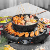 Electric Divided Hot Pot Bbq Double Food Non-stick Thickened Multifunction Hot Pot Chinese Noodle Soup Fondue Chinoise Cookware