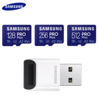 SAMSUNG 128GB 256GB 512GB Pro Plus Memory Card+USB 3.0 4K Reader V30 High Speed Class 10 TF Card A2 UHS-I U3Micro SD Card Phone