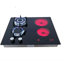 Commercial Restaurant Indoor Portable Countertop and Built In 4 Hybrid Burners Gas Stove Induction Ceramic Cooker Hob Burner