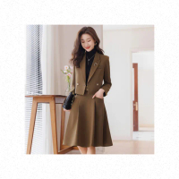 【Very Buy 非常勸敗】咖啡色短款西裝外套女秋季小個子時尚氣質半身裙西裝套裝