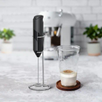 Handheld Battery Operated Electric Foam Maker Drink Mixer with Stainless Steel Whisk and Stand for Cappuccino Bulletproof Coffee