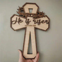 He Is Risen Ornament Home Decorations Wooden Ornaments Easter Ornament Easter Decoration 2023 Home Decoration Accessories