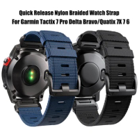 22/26mm Quickfit Nylon Strap For Garmin Tactix 7 Pro Delta Bravo wear-resistant Braided Band Quatix 7X 7 6 Replacement Wristband