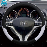 100% DERMAY Brand PU Leather Car Steering Wheel Cover Non-slip for Honda Stream RN6 RN7 RN8 RN9 2000~2015 Auto Accessories